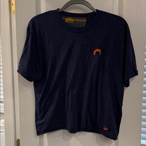 Authentic Aviator Nation Blue Tee with Rainbow Patch